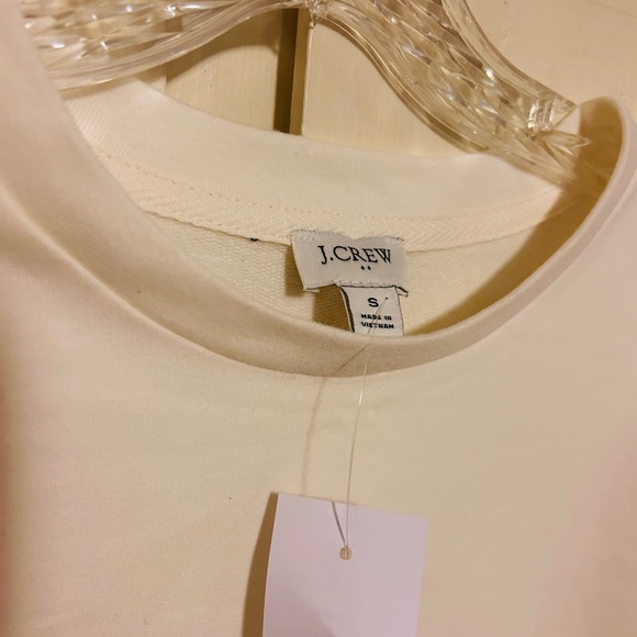 Poly/cotton/stretch ivory NWT J Crew lightweight sweatshirt with eyelet details - Picture 3 of 4